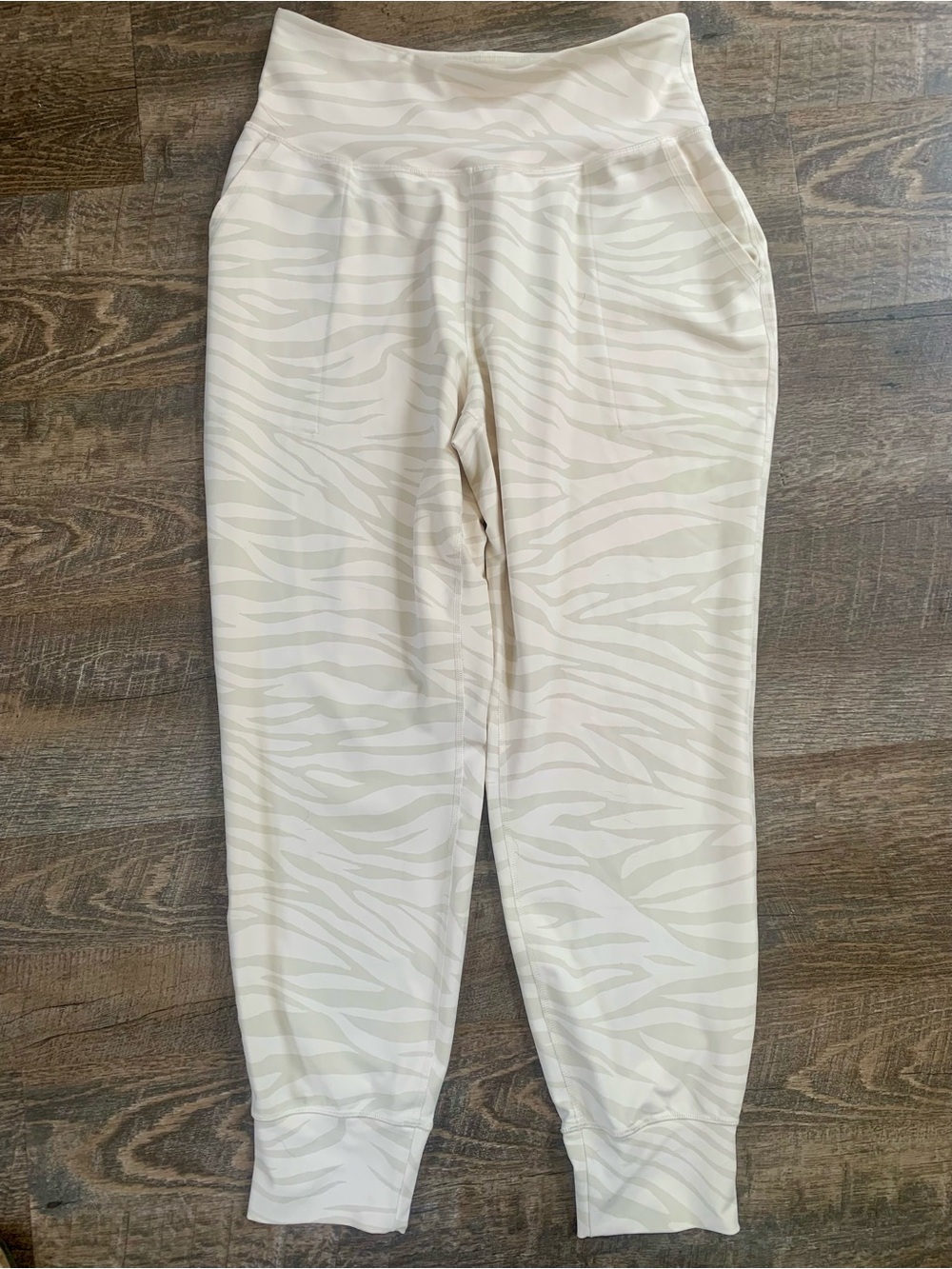 Old Navy Neutral Animal Zebra Print Joggers - Cream & Light Taupe